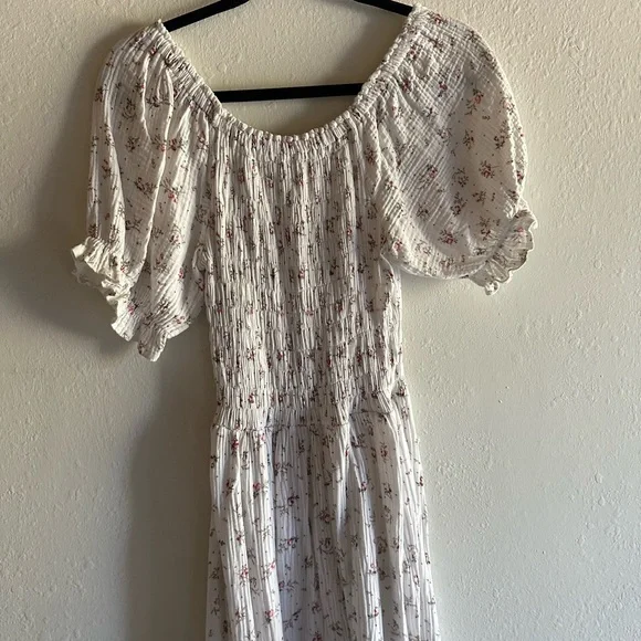 Gauze Cotton White Floral Dress - Picture 6 of 8